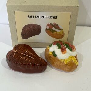 Cracker Barrel Salt and Pepper Set Steak & Baked Potato